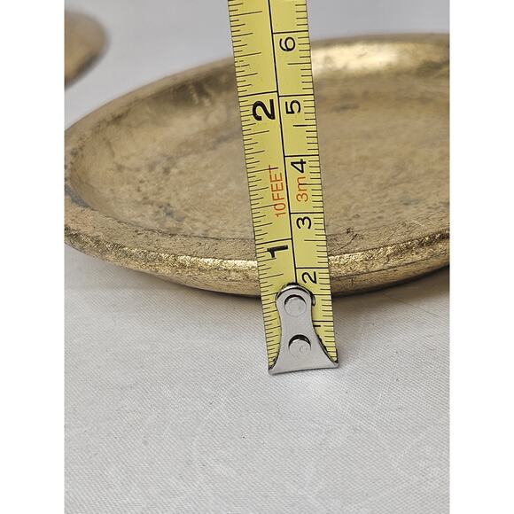 Vintage Pottery Barn Deroma Gilt Terracotta 8" Bowl and Saucer Made In Italy - Picture 10 of 10